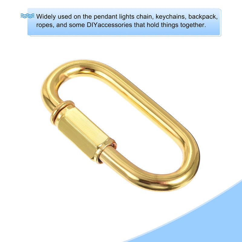 MECCANIXITY Chain Connector, 5mm Thick Quick Link Screw Lock Oval Clips for Chandelier Pendant Lights Electrophoretic Gold Pack of 4
