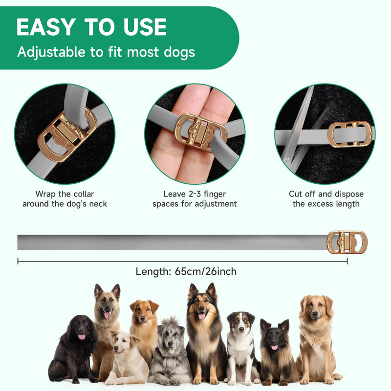 4 Pack Flea Collar for Dogs, 32 Months Flea and Tick Prevention for Dogs, Dog Flea and Tick Treatment, Adjustable Dog Flea Collars, Waterproof Dog Flea Treatment Collar, Flea Treatment for Dogs, Grey