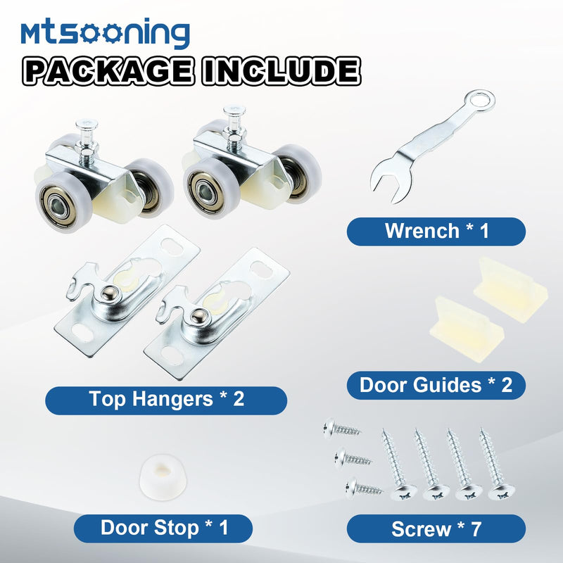 Mtsooning Pocket Door Top Hanger Rollers, 2 Pack Sliding Door Wheels Replacement for Johnson Part 1125 & 1500 Hardware Kit with Pocket Door Wrench and Screws, 200lbs Capacity