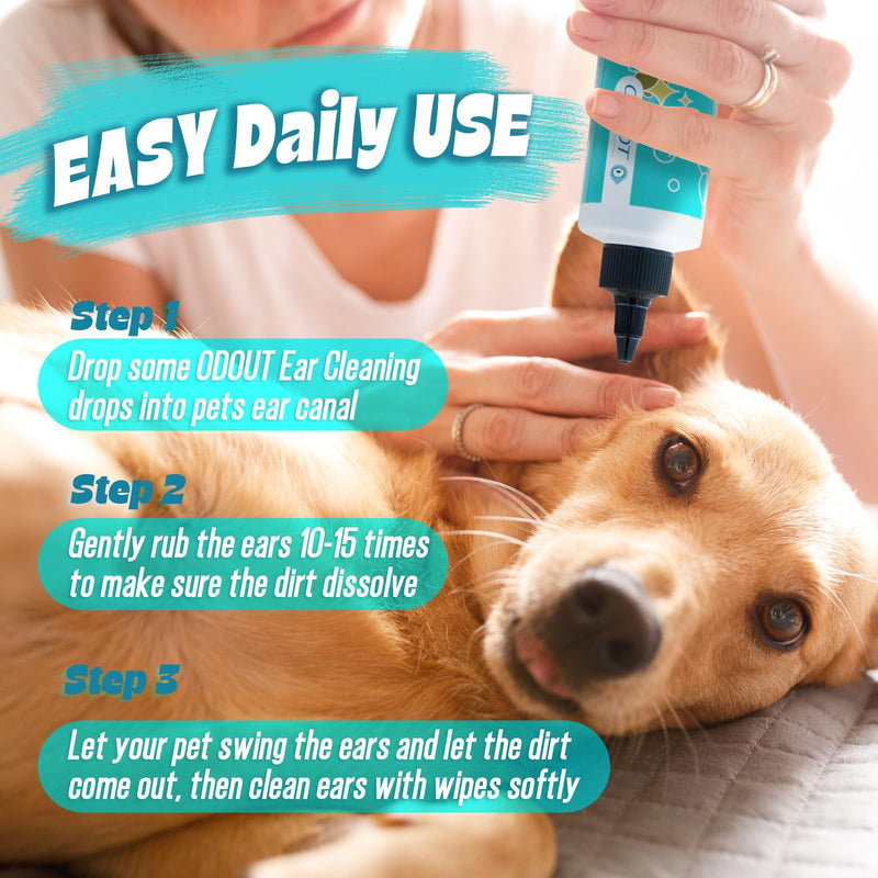 Ear Cleanser for Dogs and Cats, Pet Ear Wash Cleaning Solution with Orchid Extract Release Itching and Deodorize, Fragrance Free 200ml