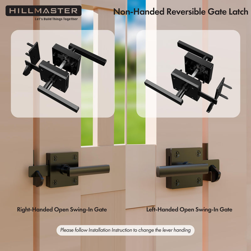 Double Sided Gate Latch for Wooden Fence,Heavy Duty Swinging Door Latch Two Sided Gate Door Latch for Outdoor Fence,Self Locking Gate Latch Gate Hardware for Wood Gates,Pool,Backyard,Garden