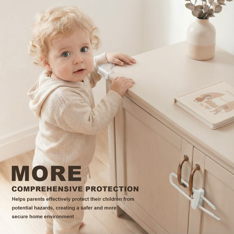 Baby Proofing Kit, 45 Pack Child Safety Pack – Cabinet & Drawer Locks, Corner Guards, Outlet Covers, Universal Safety Straps, U-Shaped Locks, Door Stopper，Keep Your Child Safe at Home
