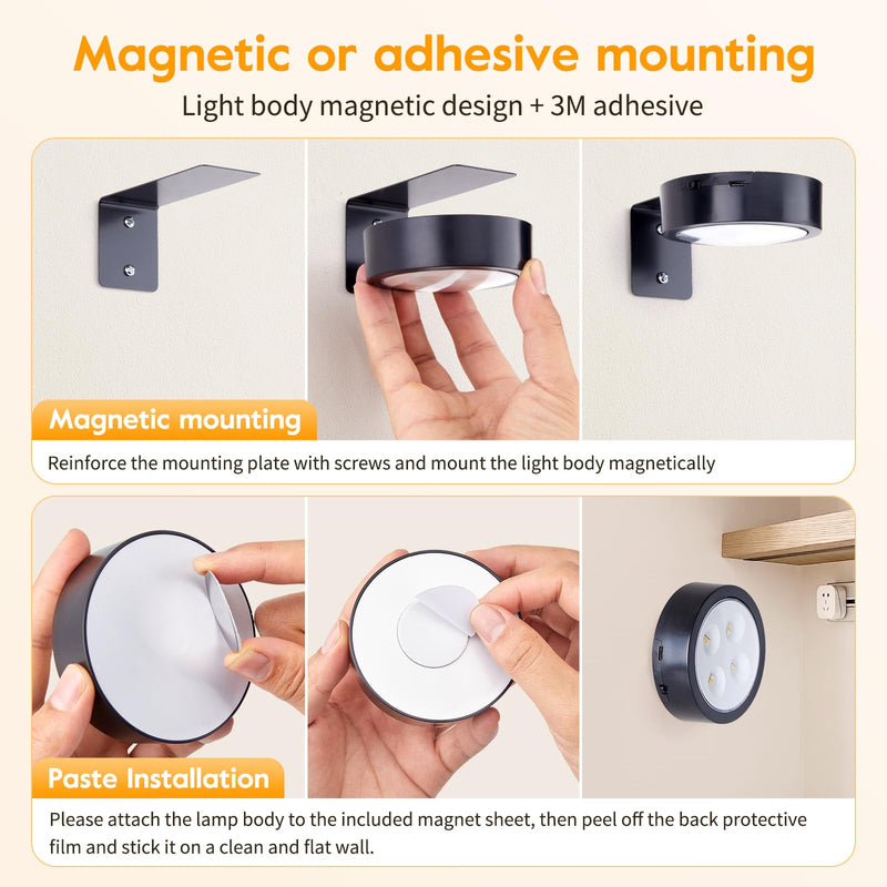 Brightown 2-Pack Picture Lights for Wall, Magnetic Art Display Picture Lights with Remote, 3 Lighting Modes Battery Operated Picture Light, Dimmable & Timer Art Wall Lights for Pictures, Black 2PACK