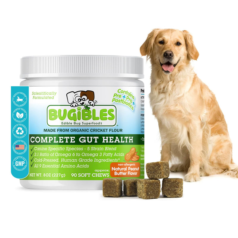 Probiotics for Dogs with Cricket Powder - Dog Probiotic Chews for Complete Gut Health (Pre, Pro & Post Biotics) - All-Natural Ingredients for Dogs Digestive Health, Allergy and Immune Support