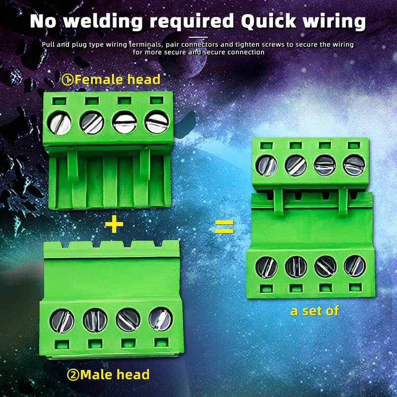 15pairs 4 Pin 5.08mm Pitch PCB Mount Screw，15Pcs 4 Pin Phoenix Type Connector PCB Mount Screw Terminal Block Connector with 15Pcs 4 Pin Plug 5.08mm 4 Pin