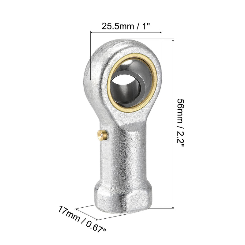 uxcell PHSB6 Rod End Bearings 3/8-inch Bore Pre-Lubricated Bearings 3/8-24 Female Thread Left Hand 2pcs 3/8"