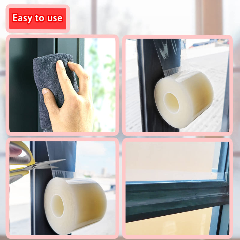 Birllaid Transparent Window Weather Sealing Tape, 3 Inch x 55 Yards, Window AC Insulation Sealing Film Tape, No Residue, Clear 3-Inch x 55 Yards