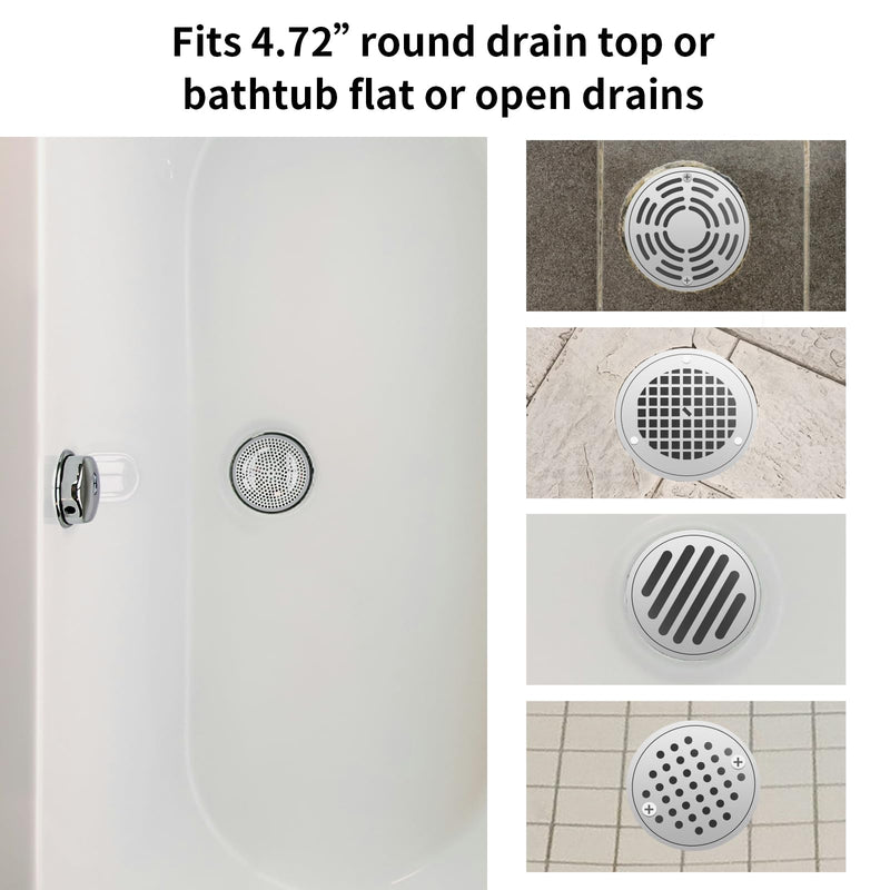 Ohtomber Shower Drain Hair Catcher - 2PCS 4.72” Shower Stall Sink Drain Cover Strainer, Stainless Steel Bathtub Hair Filter Trap Stopper, Bathroom Floor Screen Protector with Silicone Rim 4.72 inch
