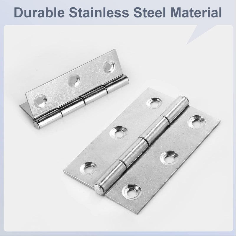 2.5" Door Hinge, 12 Pcs Stainless Steel Butt Hinges, Silver Window Hinges, Interior and Outdoor Hinges with Screws, 60 x 38 x 1.2mm 2.5 Inch