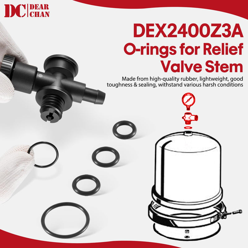 DEX2400S Filter Air Gauge Adapter Assembly + ECX270861 Pressure Gauge + DEX2400Z3A O-Ring Set for Filter Relief Valve Stem Fit for Hayward Most Swimming Pool Filters