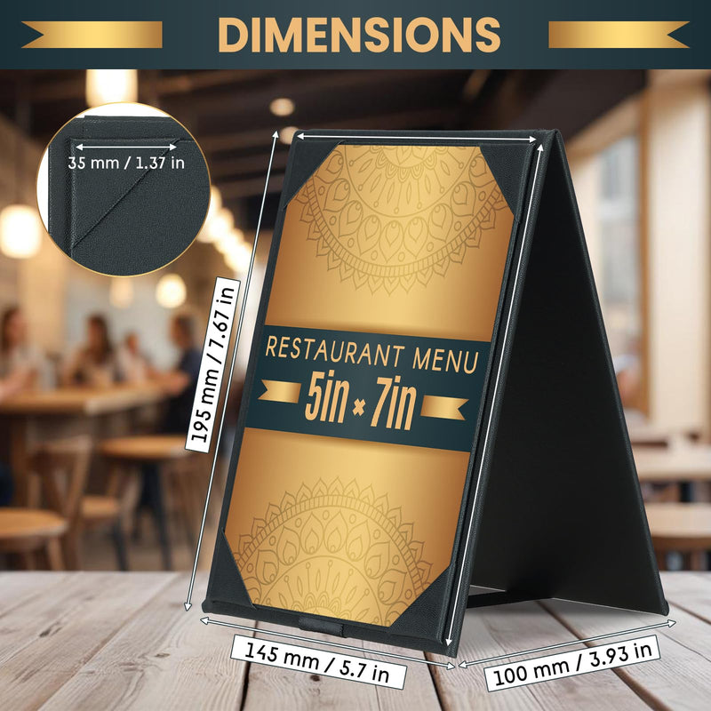 5" × 7" Table Tents, Leatherette PU Leather Double-Sided Menu Holders Menu A-Frame Sign Holders, 2 Side Menu Covers for Restaurant Coffee Cafe Bar Drink Dessert 5 Pack 5" × 7"