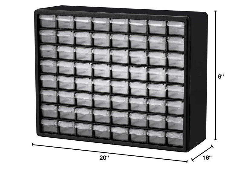 Akro-Mils 64 Drawer 10164, Plastic Parts Storage Hardware and Craft Cabinet, Black (1-Pack) & 40716 Accessory Dividers for Plastic Storage Hardware Cabinet Small Drawers, Pack of 16