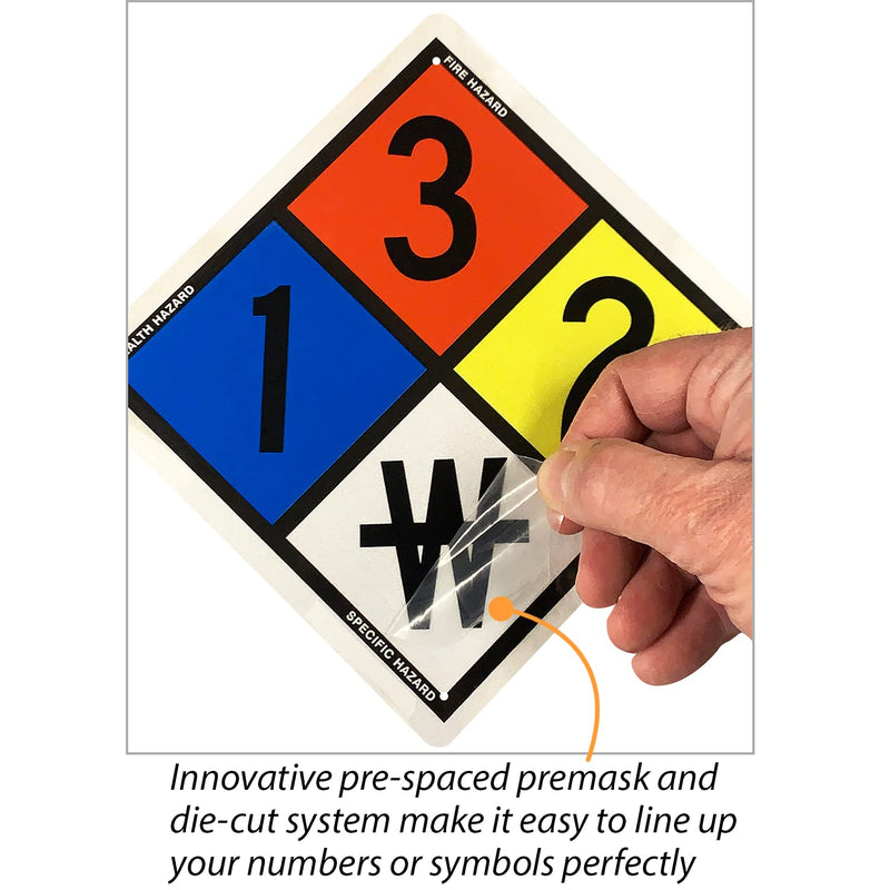 SmartSign NFPA Adhesive Label Kit (Placard, Digits & Symbols) | 8.5" Tall (Tip-to-Tip) Diamond Laminated Vinyl, 6" x 6" 8.5" Tall Laminated Vinyl Kit