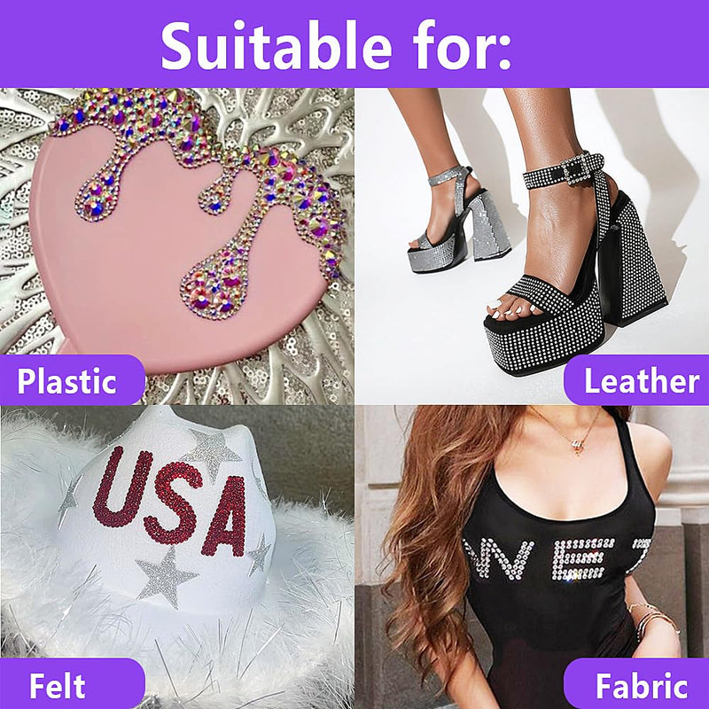 Blinginbox Hot Fix Applicator Tool, Hotfix Rhinestone Setter Bedazzler Kit with Rhinestones, Kit, Hot Fixed Wand for Clothes Clothing Fabric Crafts, 4000 Pcs, AB Crystal, Clear,7 Gems Sizes Purple-4000