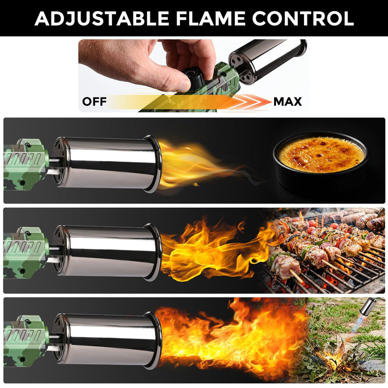 Propane Torch Gun 3272°F/1800℃ Adjustable Flame (Tank Not Included) | Lightweight Safe Handheld Torch for Cooking, Camping, DIY Repairs & Outdoor Use, Propane Tank Not Included