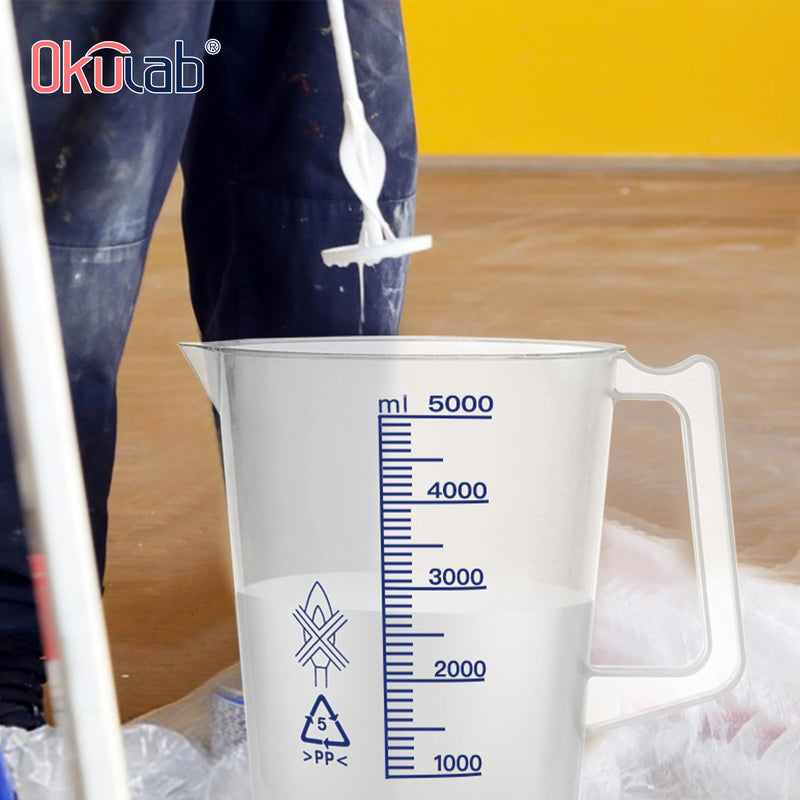 Plastic Beaker Set, 2000ml Measuring Beakers with Handle and Spout, 67.6oz Measure Pitcher with Blue Printed Scales for DIY, Petrol Filling, Swimming Pools and Lawns, BKAP2000A1 1 pc of 2000ml