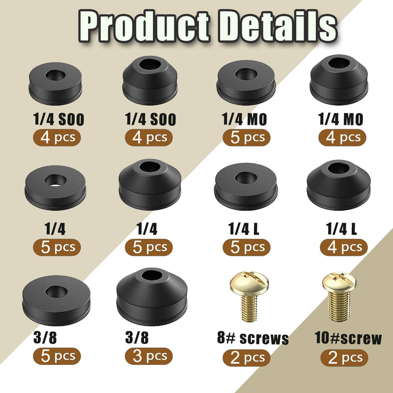 48 PCS Faucet Washer Assortment Kit Outdoor Faucet Repair Kit with Brass Screws Flat and Beveled Washers for Use with Assorted Quick-Opening Style Faucets Stem Worn Out Washer Replacements (48 PCS) 48 PCS