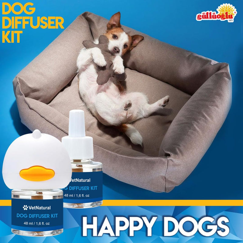 SINCE 1871 GÜLLÜOGLU Vetnatural Dog Calming Diffuser Plug-in with Natural Pheromone Formula – 60 Day Refill Kit for Dogs, Stress & Anxiety Relief, Indoor Behavior Support