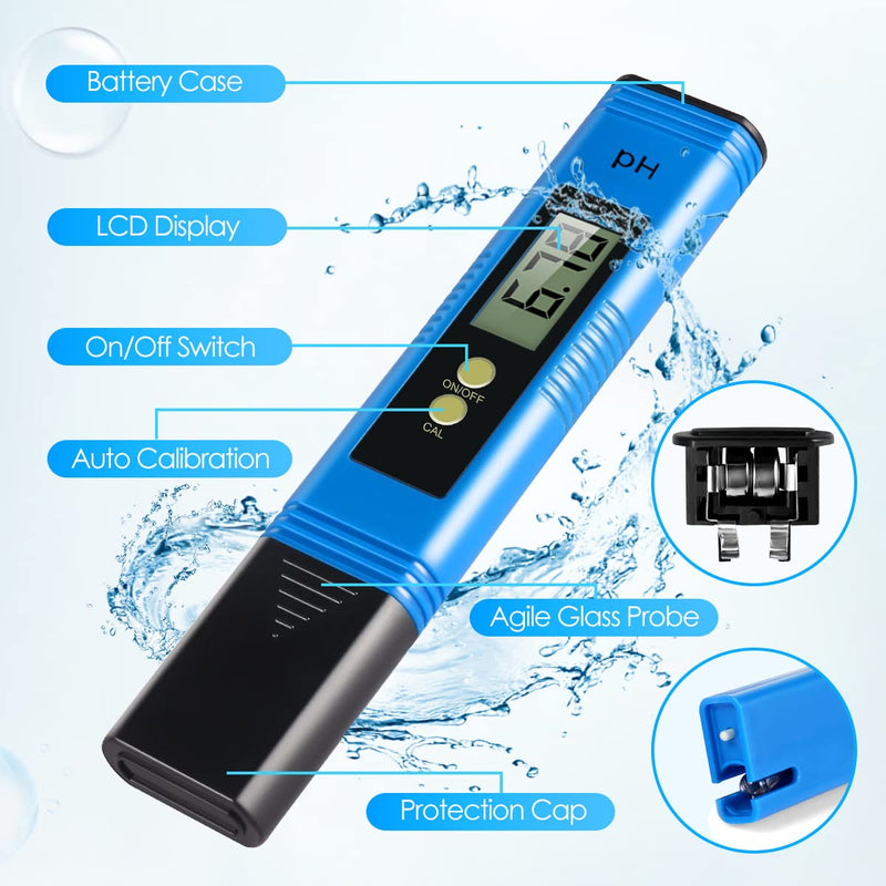 PH Meter, 0.01 High Accuracy Pocket Size with 0-14 PH Testing Range PH Tester, Digital PH Meter for Water, Water Tester for Hydroponics, Drinking Water and Pool