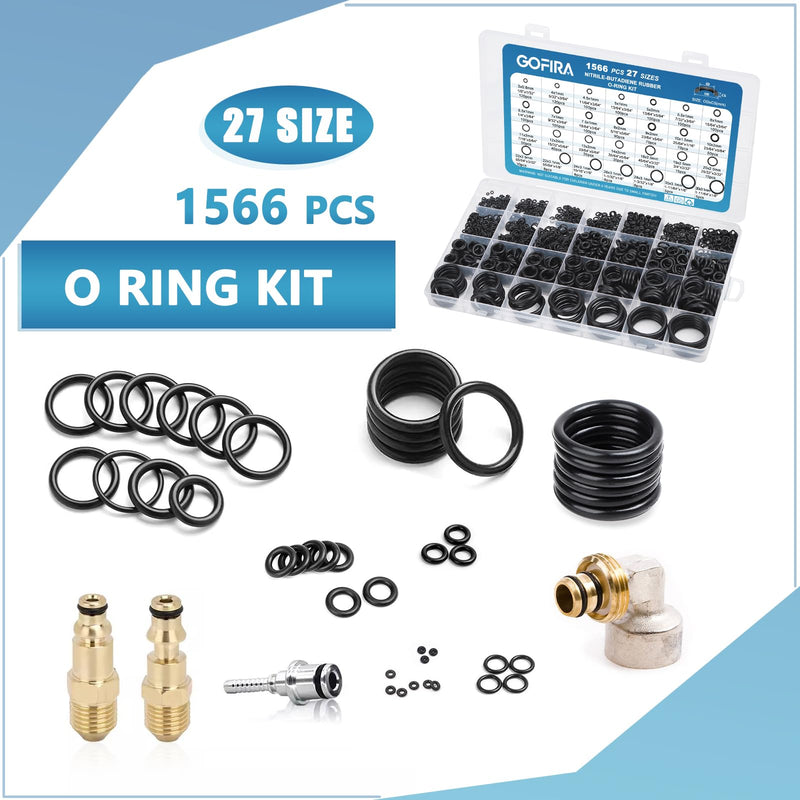 1566Pcs of 27 Varieties of O-Ring Seal Kit in Nitrile Rubber Material for Automotive, Plumbing, Air & Water Fitting Seal Leak Repair