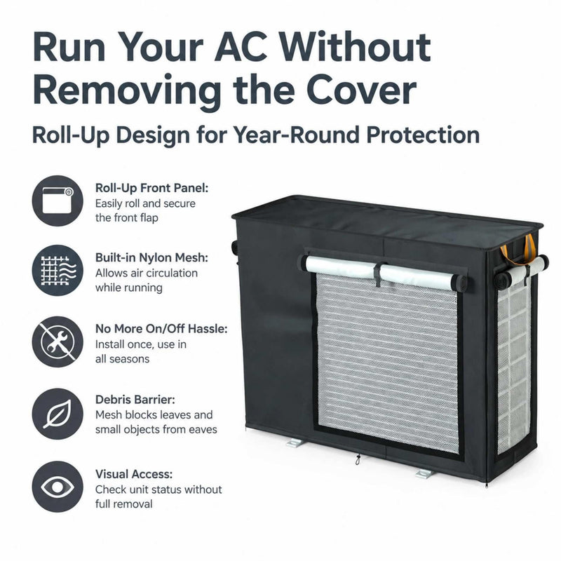 Mini Split Cover for Air Conditioner Outside Unit, 29.1"L x11.8"W x 21.7"H Outdoor Air Conditioner Cover Can beUsed in Air Conditioner Operation, AC Protector for 9000-12000 BTU