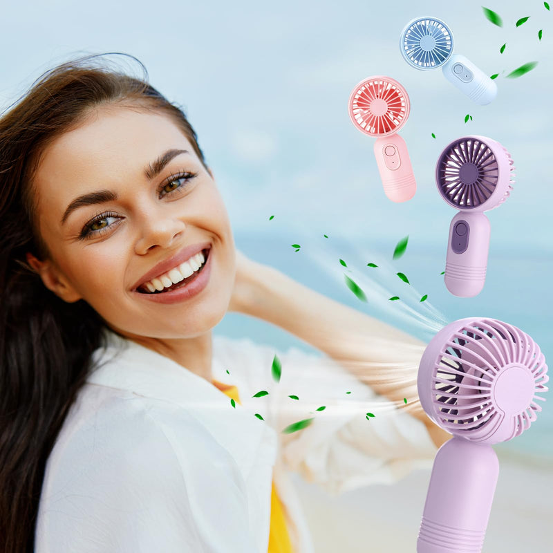 6 Pcs Mini Portable Fan Bulk Cute Handheld Lightweight Small Little Personal Hand Eyelash Fan 3 Speeds USB Rechargeable for Women Men Indoor Outdoor Makeup Travel (Blue,Pink,Purple) 6 Blue, Pink, Purple