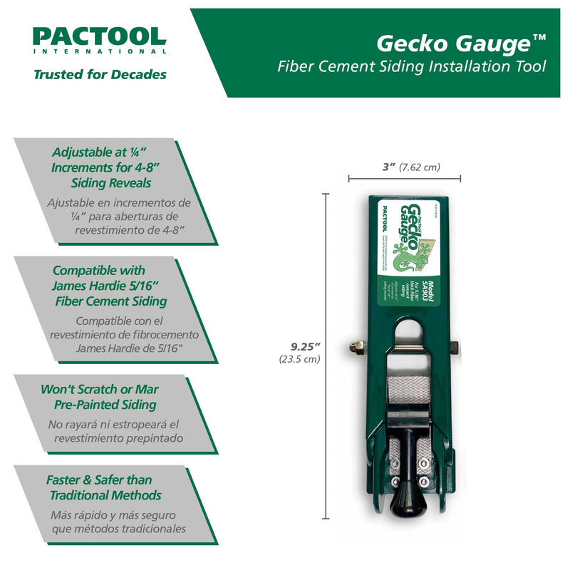 PacTool Gecko Gauge, The Original Home Siding Installation Kit - For Use with 5/16 Inch Fiber Cement Siding and James Hardie Siding, Includes 2 Gecko Gauge Clamps STANDARD 5/16” Thickness for Hardie Siding