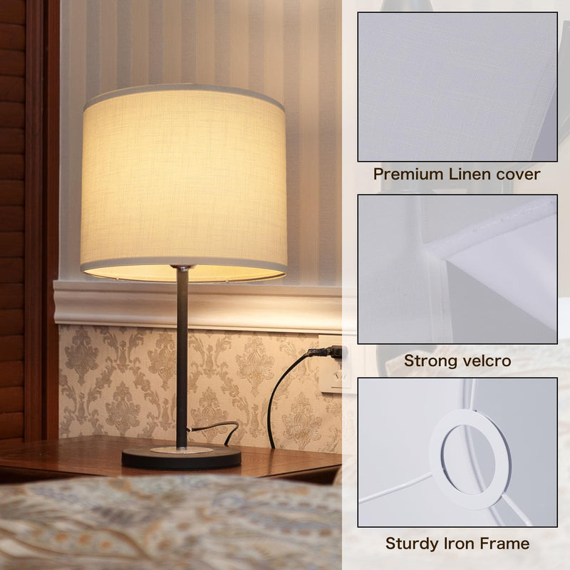 White Lamp Shade, Large Drum Lampshade 13" Top x 13" Bottom x 11" High (Spider), Replacement Lamp Shade Natural Linen Hand Crafted for Table Lamps Floor Lamps Chandelier Lamp, Easy Assembly Required - NewNest Australia
