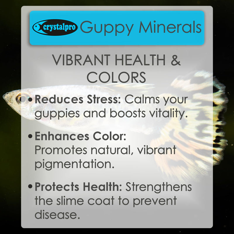 Guppy Minerals 4.22 Oz - Mineral Additive for Guppies - Replenishes Protective Coat and Improves General Health Freshwater Aquarium Salt (125 ml) Treats 660 Gallons
