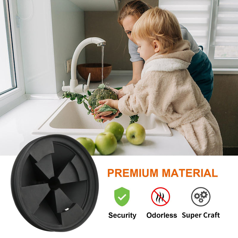 2Pcs 3 3/8" Garbage Disposal Splash Guard, Quiet garbage disposal rubber drain insert, Sink Splash Guard QCB-AM Replacement for InSinErator Evolution Series, Removable Garbage Disposal Parts Black 3 3/8" 2Pack