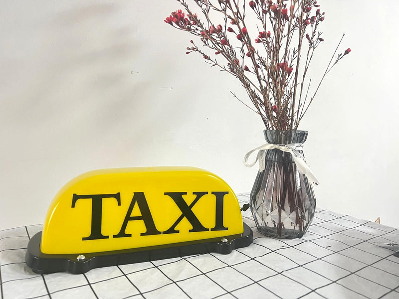 USB Rechargeable LED Car TAXI Sign Top Light Yellow Shell Dome Light With Magnet Base Taxi Light Waterproof Push Button Red Switch