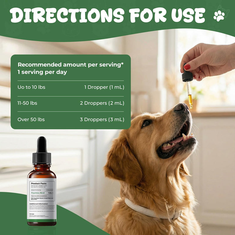 Gas Relief Supplement for Dogs Liquid, Supports Digestive Comfort & Gut Balance, Bacon Flavor, Daily Digestive Care Drops, 2 fl oz (60 mL)