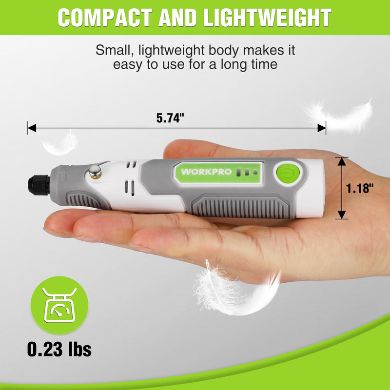 WORKPRO Cordless Rotary Tool Kit with 71pcs Accessories, 3 Variable Speeds, USB Rechargeable Mini Rotary Tool for Engraving, Sanding, Polishing, Carving, Cutting, DIY Crafts White