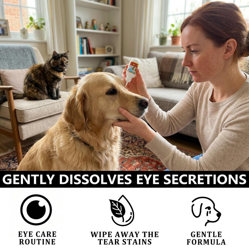 Pet Eye Drops for Dogs & Cats | Tear Stain Remover | Gentle Eye Wash Solution for Dry Eyes, Goopy Eyes | Safe Daily Eye Cleaner (2 fl.oz) 2 fl.oz