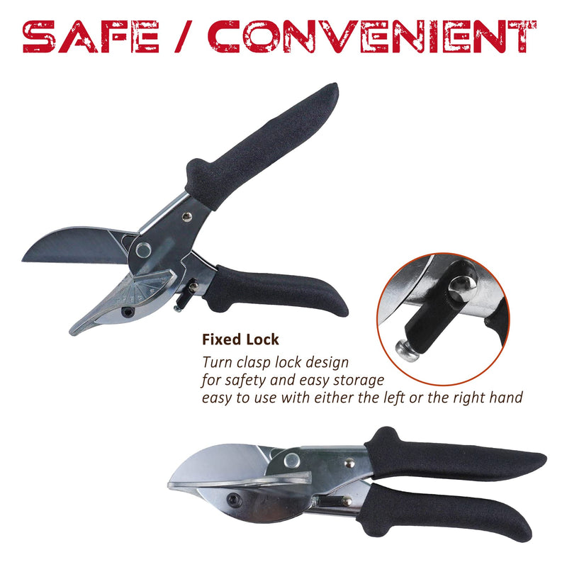 JAVIKA Multi Angle Miter Cutter, Wiring Duct Shears Cutting 45-120 Degree | Angular Scissor Soft Wood, Plastic, PVC, Rubber Materials Molding and Trim, Chamfer and Quarter Round Cutters