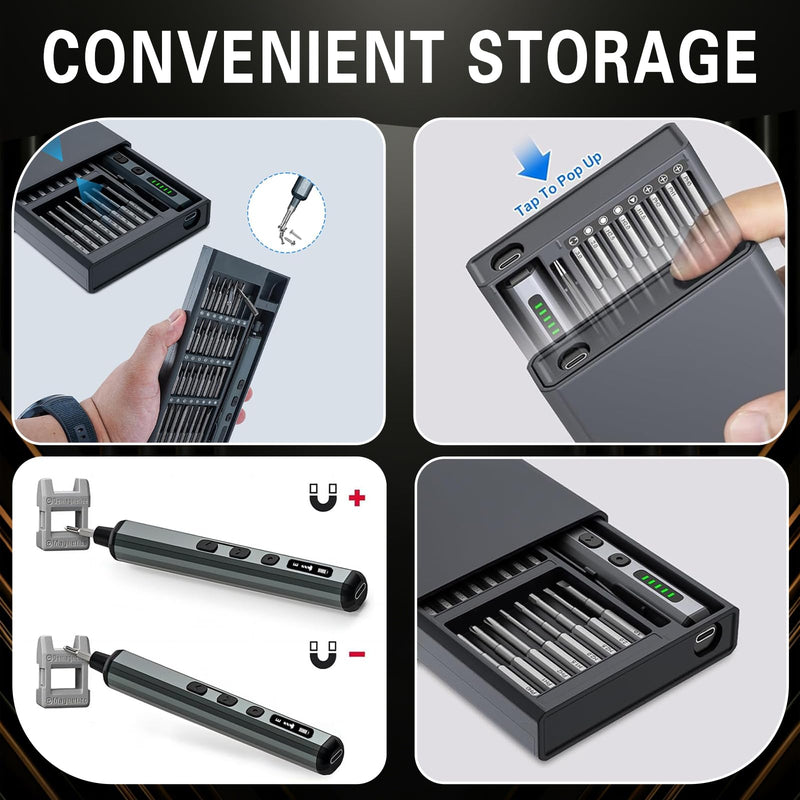 Mini Electric Screwdriver Set, 68-in-1 Cordless Precision Screwdriver Kit, 3.7V Rechargeable with 5 Adjustable Torque & 4 LED Lights, Small Power Tool for iPhone, Laptop, Drone, Glasses & Watch Repair 68 in 1 Precision Electric Screwdriver Kit