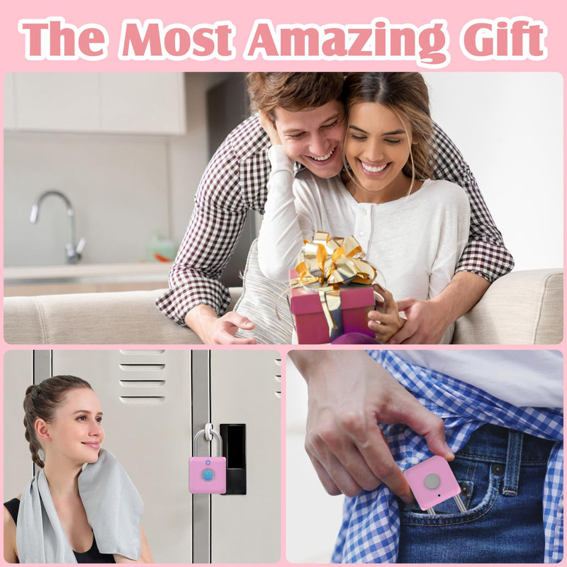 Pothunder Fingerprint Padlock, Locker Lock, Combination Lock, Fingerprint Lock with APP Unlock, USB Rechargeable, Suitable for Gym Locker, Door, Locker Rosebud Pink