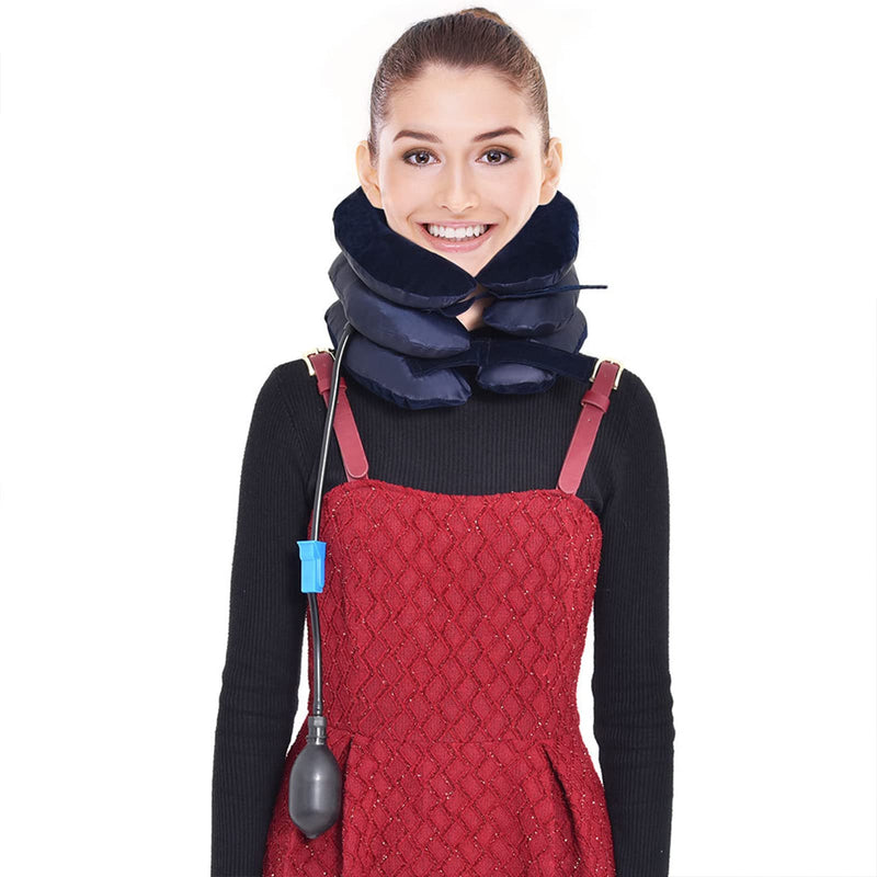 Inflatable Neck Stretcher Neck Brace, Inflatable neck stretcher neck bracket, neck traction pillow for neck decompression and neck tension relief (blue)
