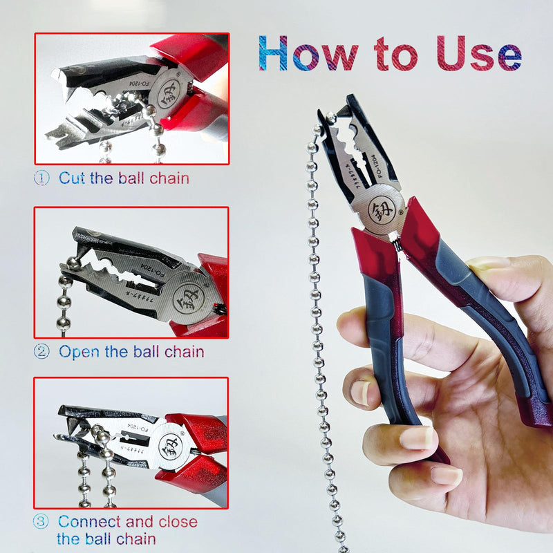Chain Joining Tool Pliers for Beaded Ball Chain Cutting and Joining - Splicing Combination Tool for #10 Metal Chain