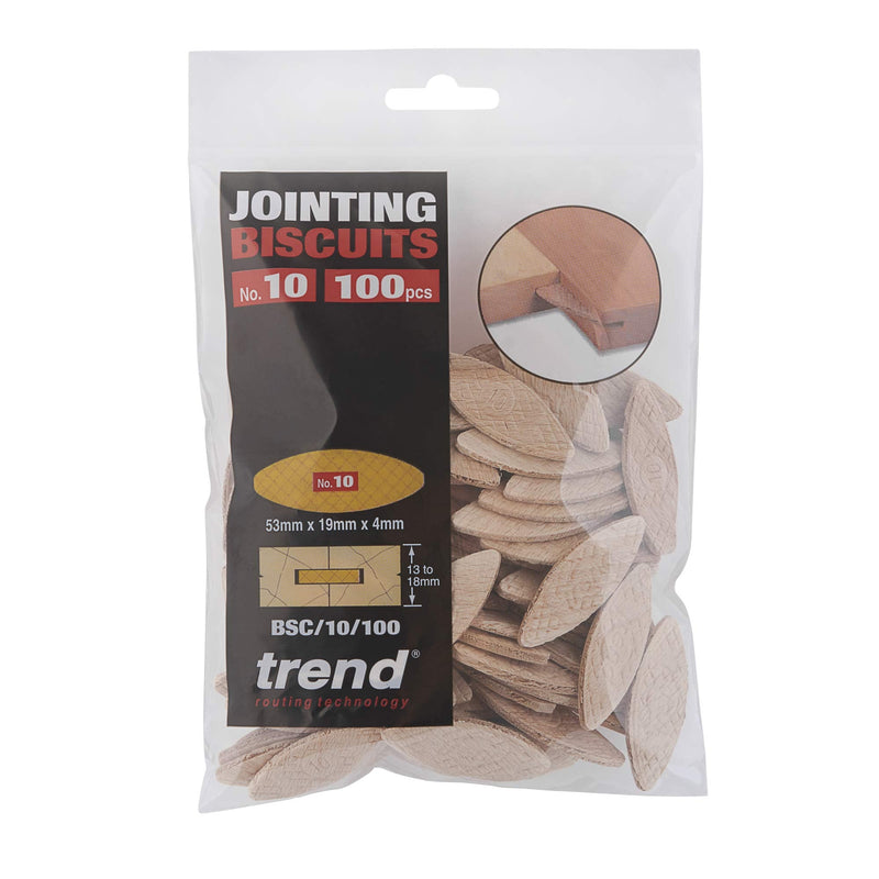Trend 100pcs Beechwood Joining Biscuits (No. 10) for Woodworking, Joinery, and Furniture Framing, BSC/10/100 (Pack of 3)