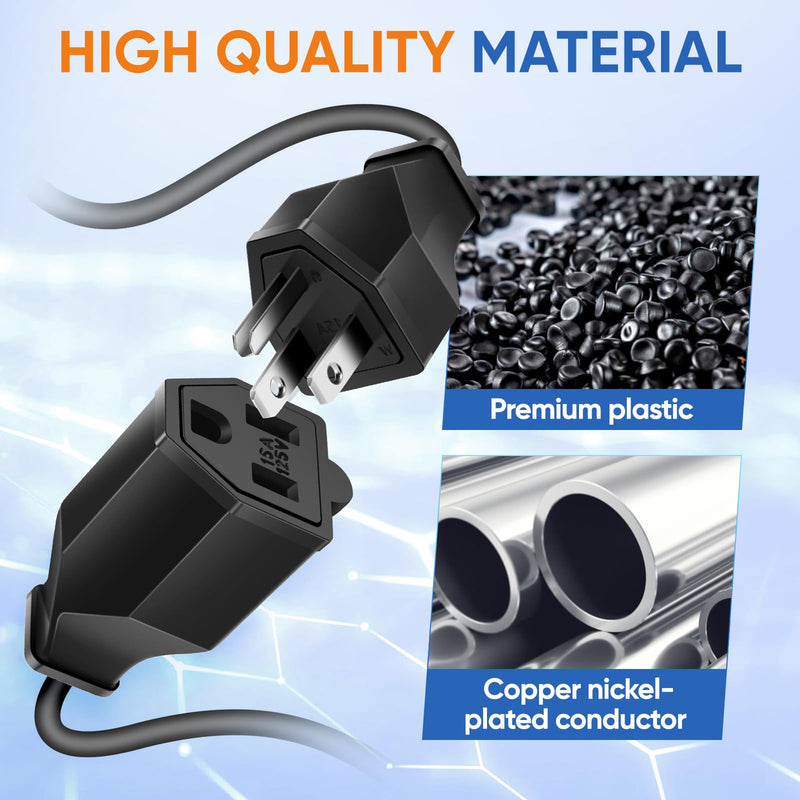 Extension Cord Repair Replacement Ends,Male and Female Electrical Plug Ends，Male Plug End Eeplacement 3 Prong,125V 15A 2Pole 3Wire Connector Straight Blade Plug (Male&Female,1 Set) Male and Female-1 Set