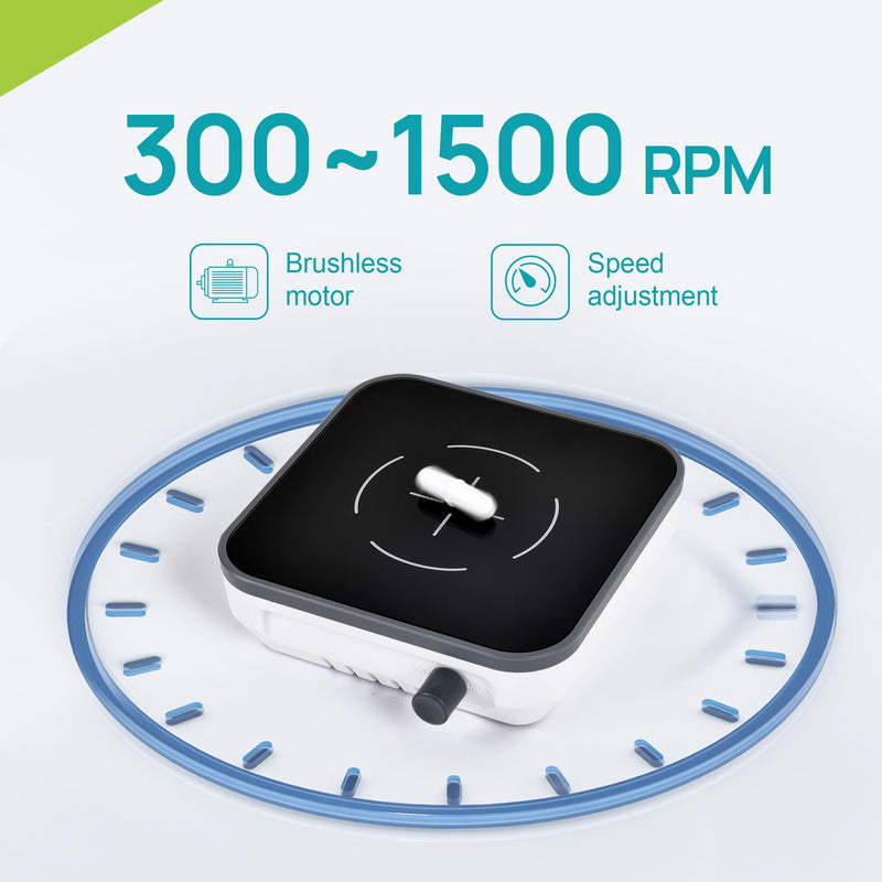 LICHEN Magnetic Stirrer with Stirring Bar, 1500RPM Mini Stir Plate Brushless DC Motor Magnetic Mixer Max Liquid Stirring Capacity 2000ml No Heating