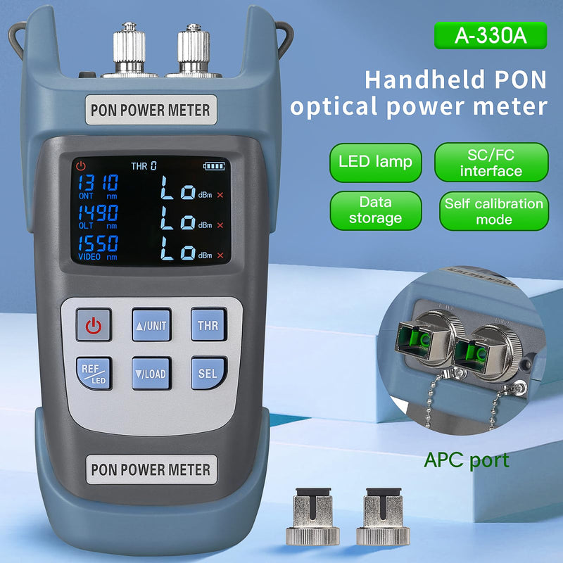 Fiber Optic PON Optical Power Meter A-330A SCAPC FCAPC Interface PON Network Tester 1310nm 1490nm 1550nm Fiber Network Tester PON Optical Power Meter Testing Tool