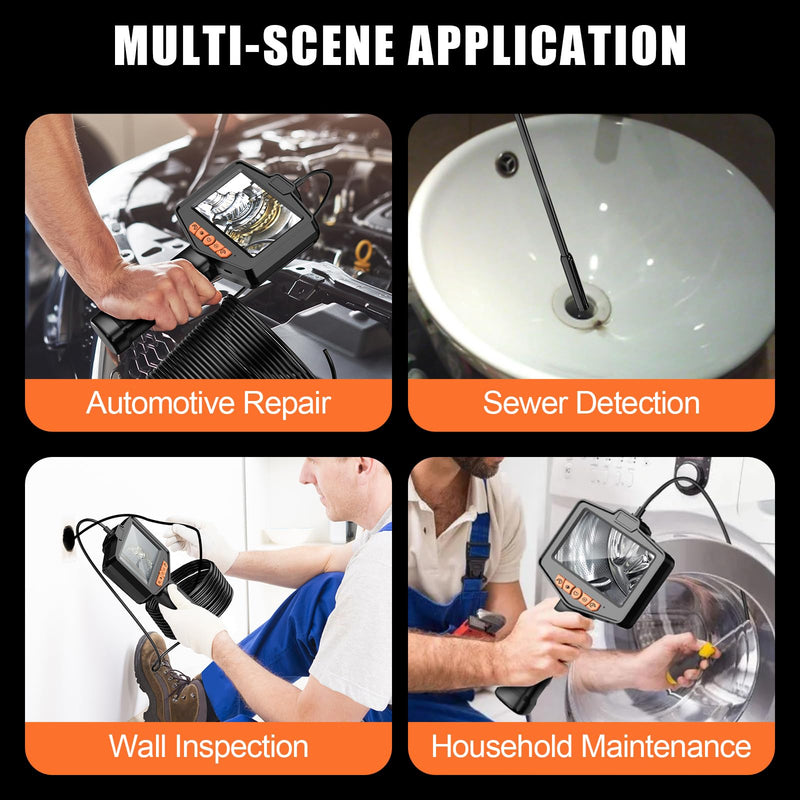 Endoscope Camera with Light, 4.3" IPS Screen Borescope Camera, IP67 Waterproof, Snake Camera for Automotive, Pipe, Wall (6.6FT Single Lens) 6.6FT