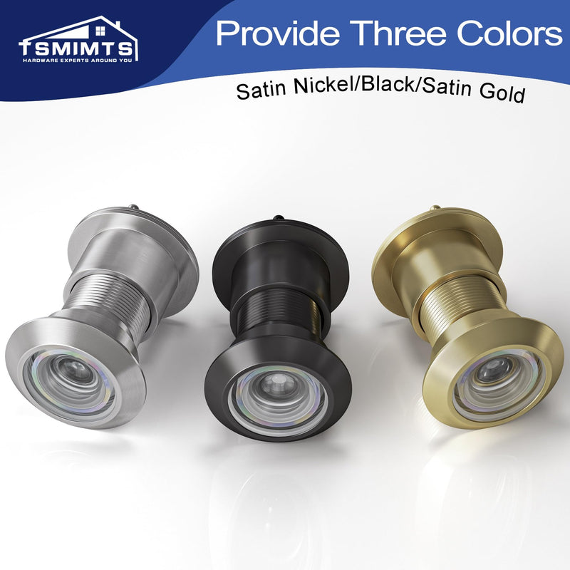 Door Viewer Peephole, Solid Brass 220 Degree HD Door Viewer, with 1-7/64″ (28mm) Drill Bit and Privacy Cover, Compatible with Door Thick from 1-21/32" to 2-1/8" Satin Gold Finish