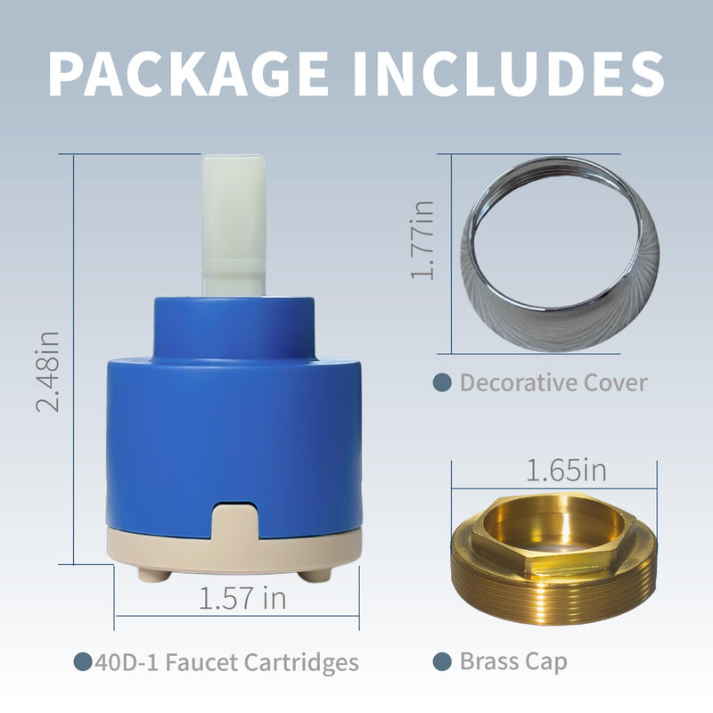 40mm Faucet Cartridge,CUPC/NSF Certification,Single Handle Ceramic Faucet Cartridges,Compatible with Bath,Tub and Kitchen Faucet Cartridge Replacement