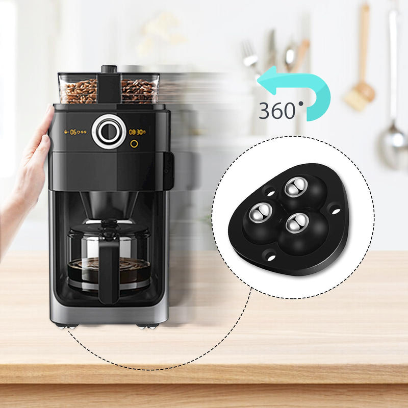 Coffee Slider for Countertop, Furniture Sliders, Furniture Movers Sliders, Self Adhesive Caster Wheels, Appliance Rollers, Rollers for Appliances Countertop (Black-4pcs) Black-4pcs