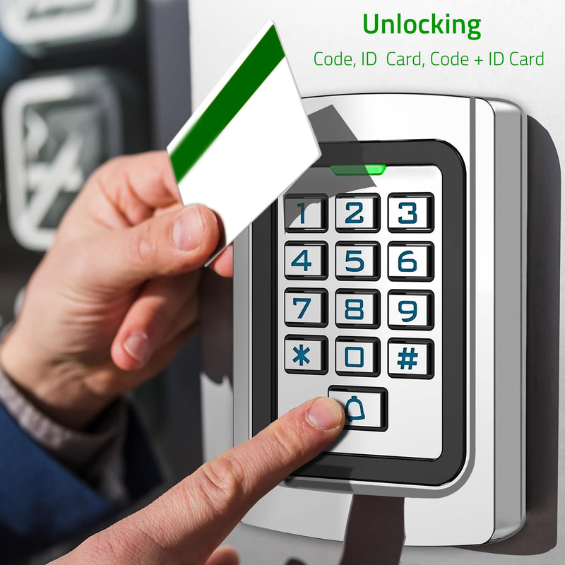 Access Control Keypad, Universal 12V 24VDC All Metal Case Digital Password PIN Code ID Keyfob Wired Door Keypad, IP68 Weatherproof, Backlight for Garage Door, Gate Opener and Access Control System K10ID