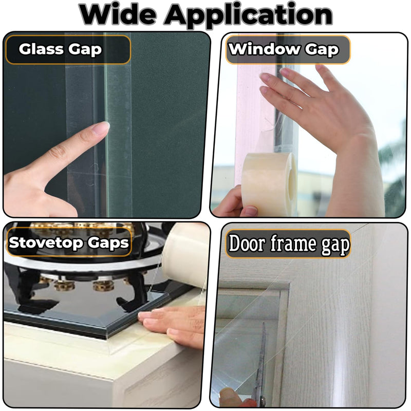 Transparent Window Seal Weather Sealing Tape 2 Inch x 35 Yards Weather Stripping Residue Free Clear Window Insulation Tape for Shower Glass Gaps and Doors Windproof Tape 2 IN - 35 Yards
