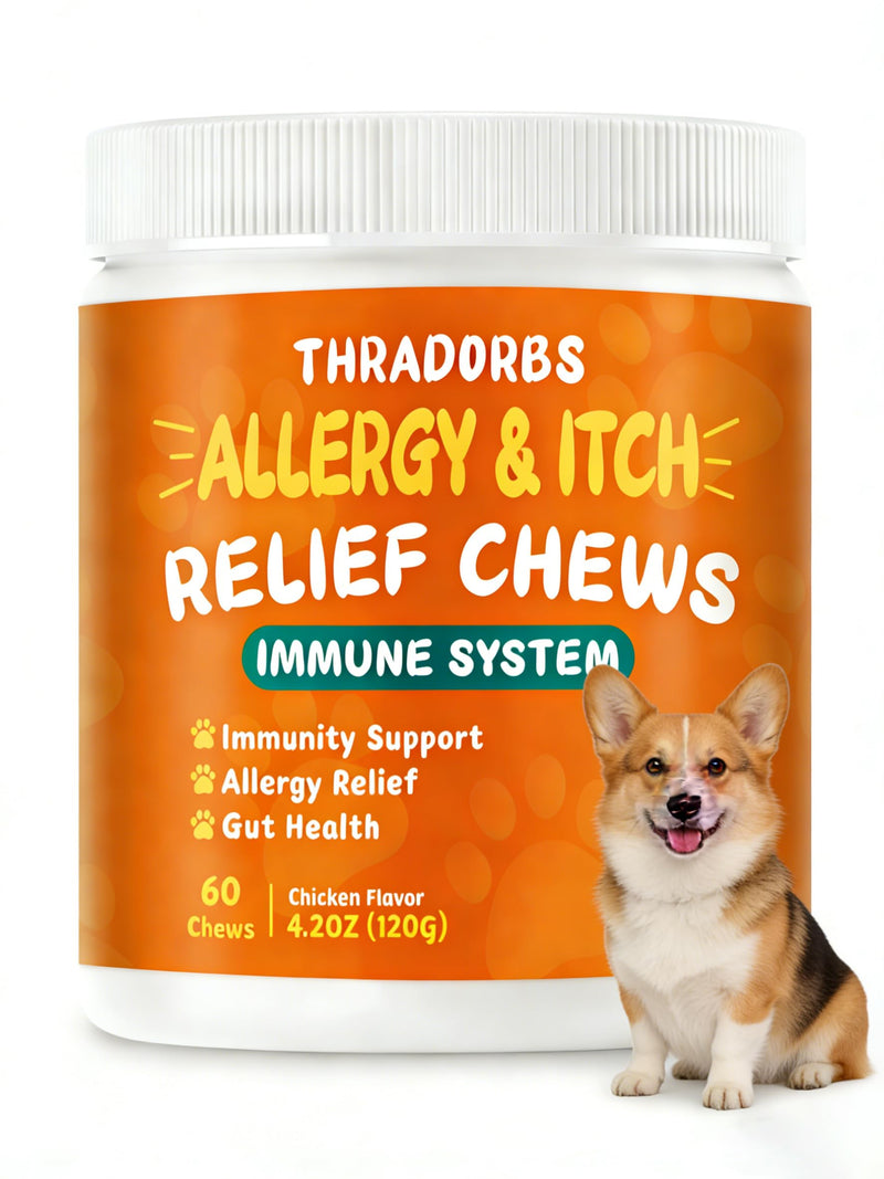 Dog Allergy Relief Chews, Strawberry,180 Count, Itch Relief Supplement for Dogs